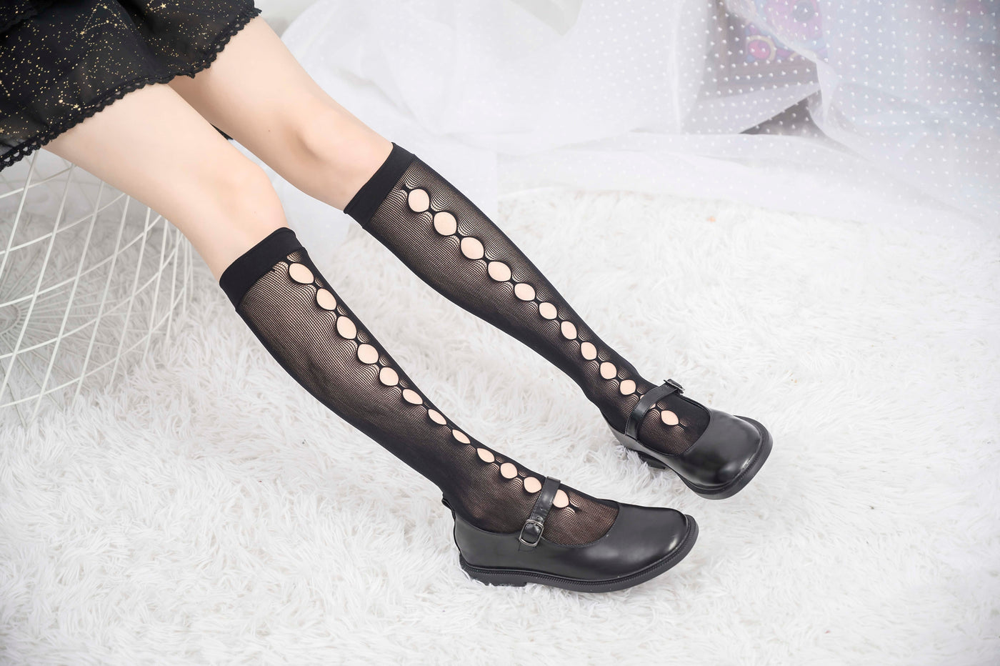 Knee High Stockings 160232-Black Side 2