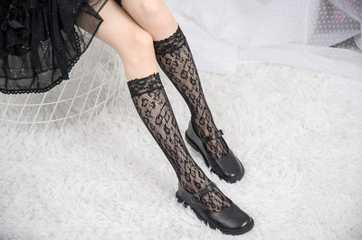 Knee High Stockings 170106-Black Back