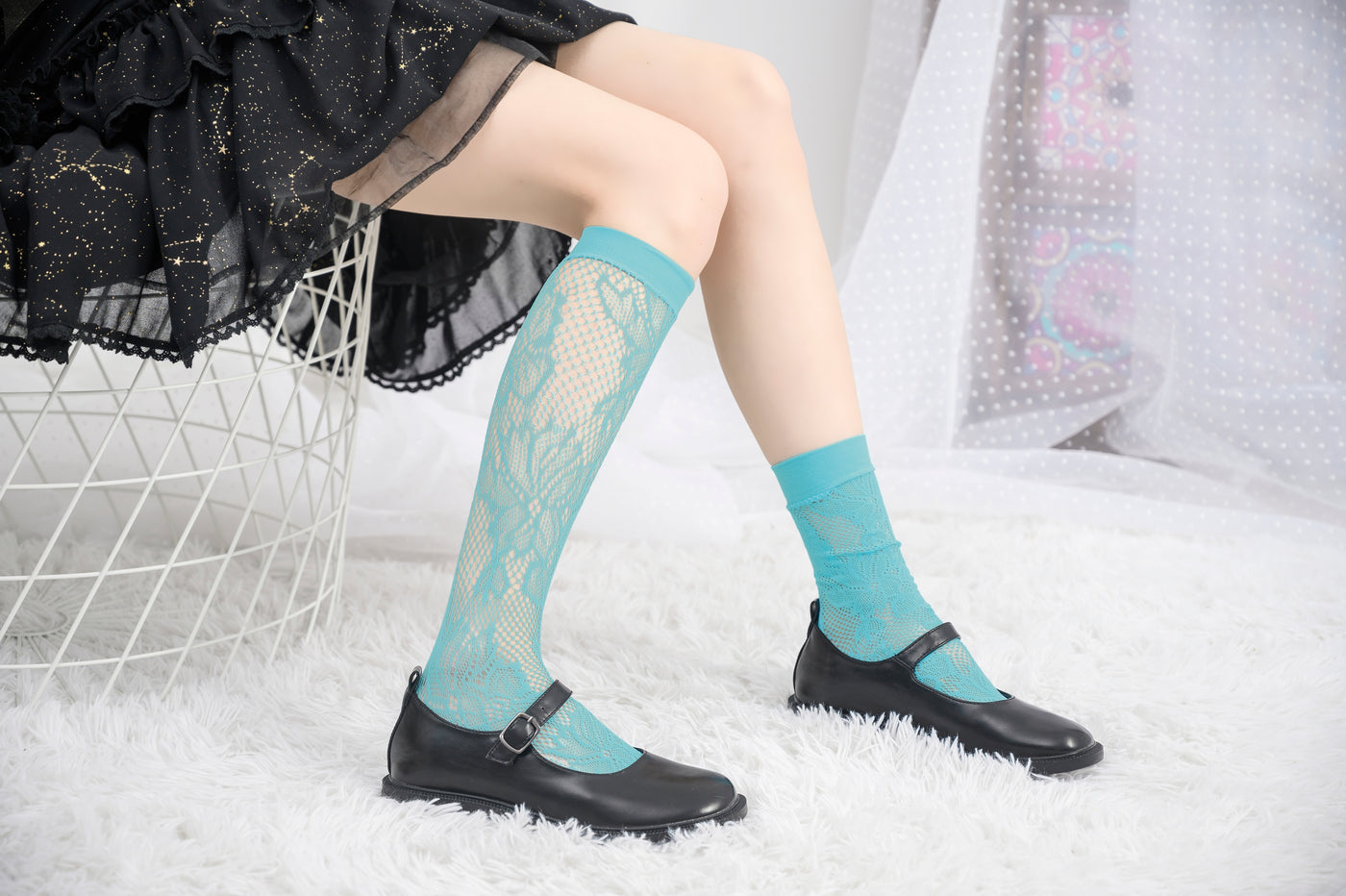 Knee High Stockings 170317-Blue Side 2