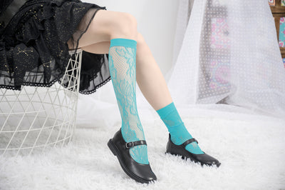 Knee High Stockings 170317-Blue Back