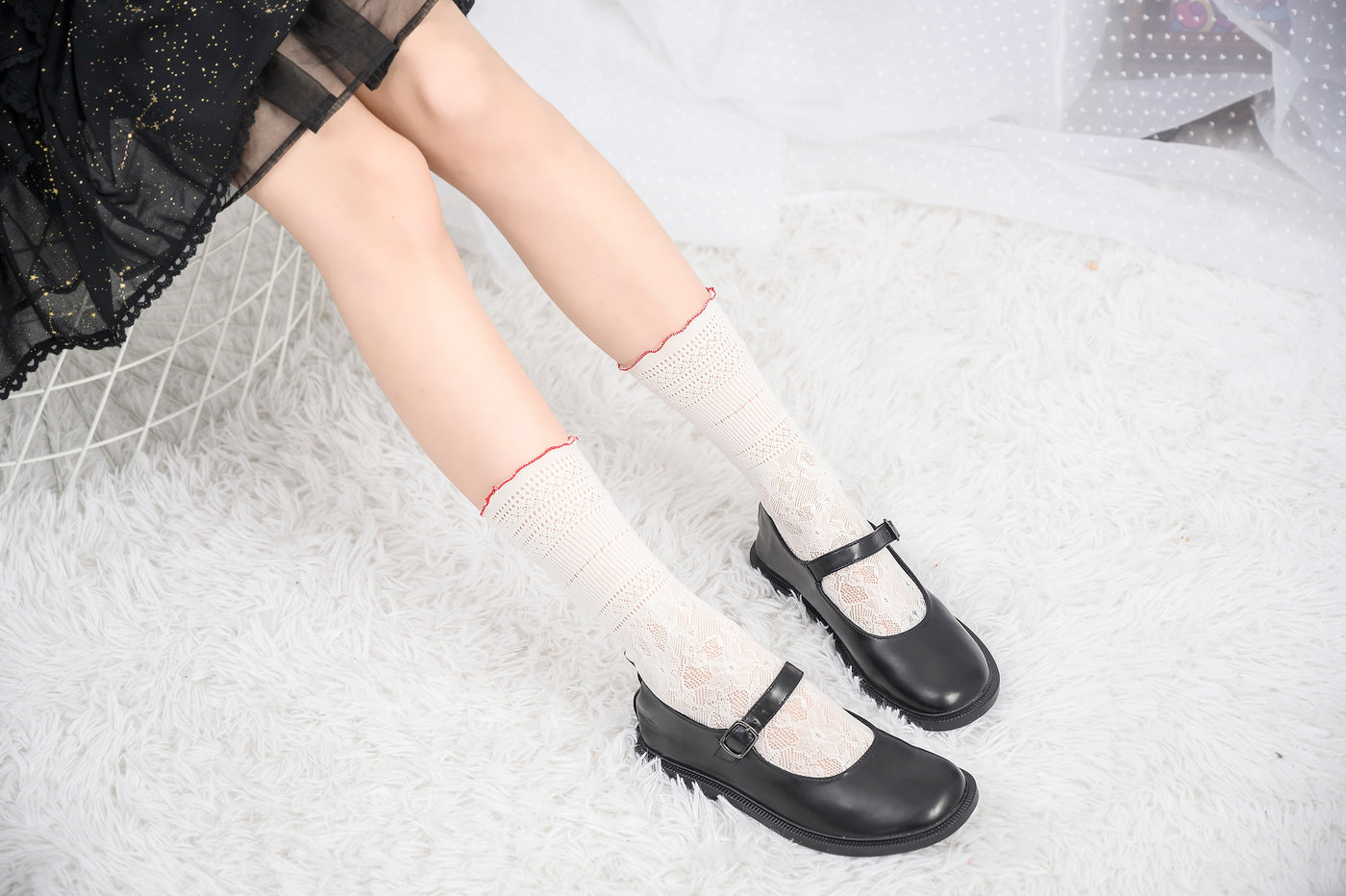 Knee High Stockings 180159-White Back