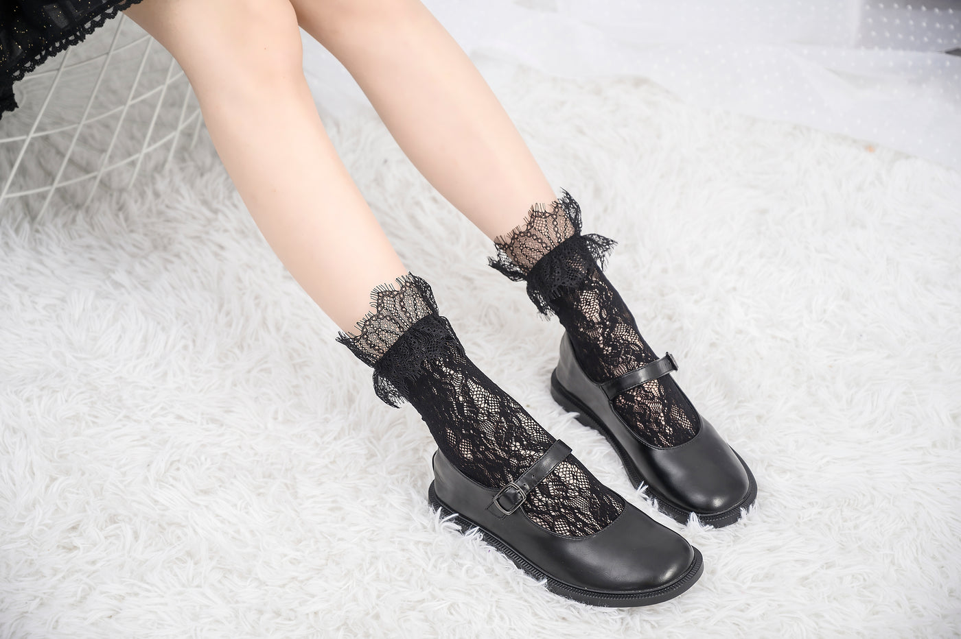 Knee High Stockings 180313-Black Back